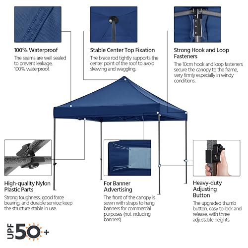 Heavy Duty Pop Up Canopy Tent 10x20 with Wheeled Carry Bag, White Q36763