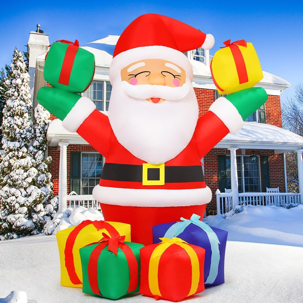 6 ft Christmas Santa Inflatables Outdoor Decorations with Built-in LEDs J4870