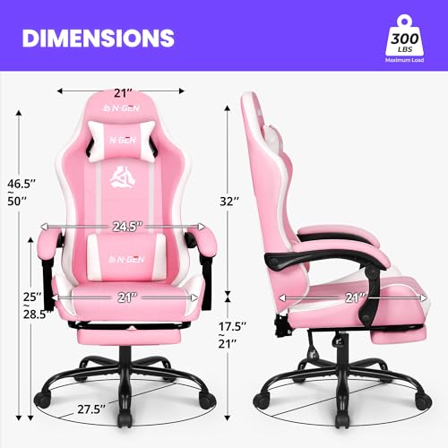 Gaming Chair with Footrest Lumbar Support High Back Recliner Ergonomic Leather L124