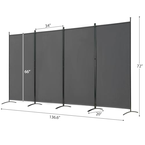 3 Panel Room Divider Folding Partition Privacy Screens, Freestanding Fabric Panel, 102" W x 71" H S7520