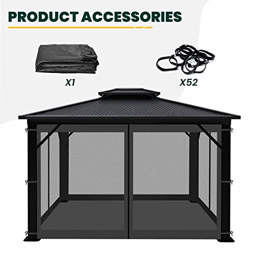 10x10 Gazebo Replacement Mosquito Netting, 4-Panel Sidewall with Zippers D424