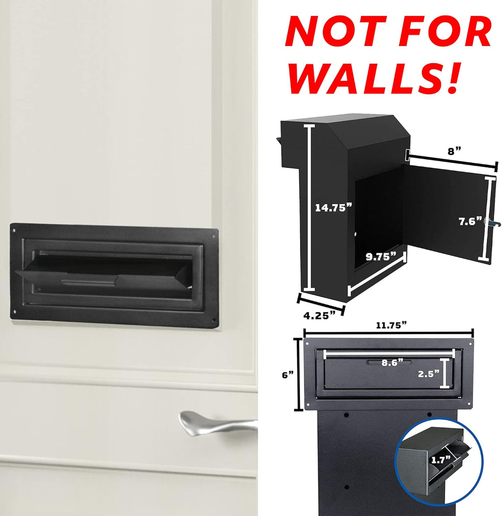 Door Drop Box for Mail, Rent, Deposit, and Night Key - Locking Steel Mailbox with Rear Access Z4592