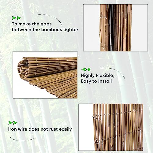 Natural Bamboo Fence Roll 6ft x 8ft, Outdoor Privacy Screen for Garden Q294