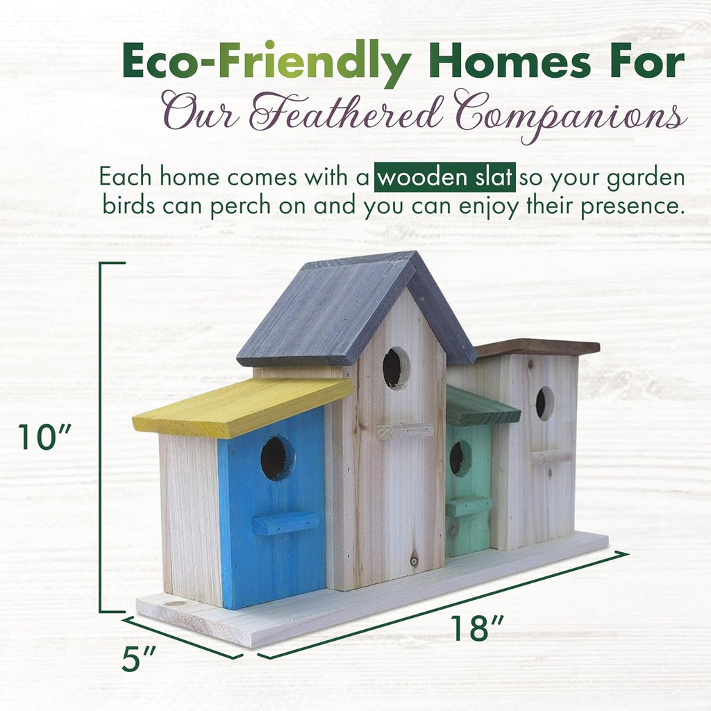 4 Hole Bird House for Outside Hanging, Decorative Feeder for Bluebirds Wrens Chickadees G339