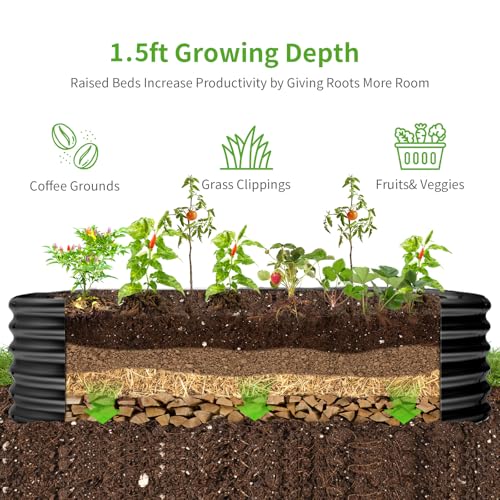 Galvanized Raised Garden Bed Kit 4x2x1.5ft Oval Metal Planter Box for Vegetables Outdoor V57489