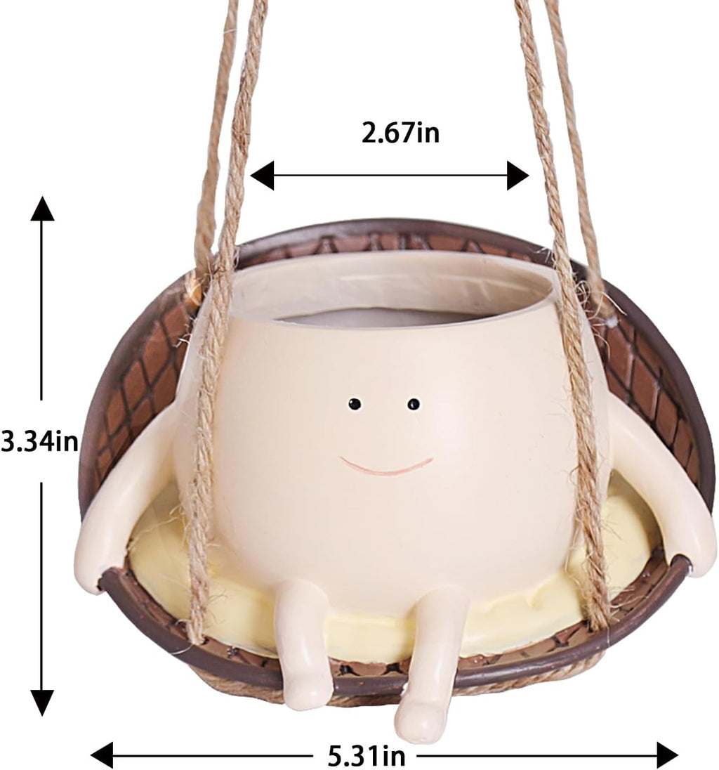Smile Face Hanging Planter Pot for Indoor Outdoor Plants I2292