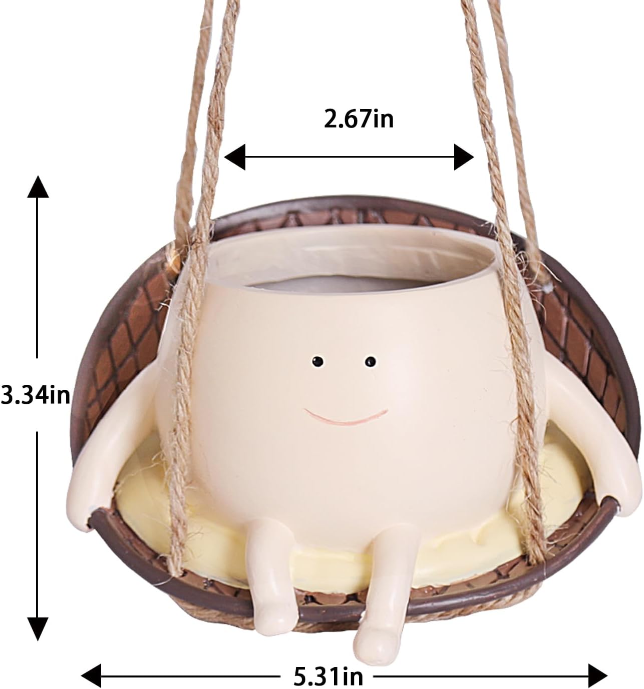 Smile Face Hanging Planter Pot for Indoor Outdoor Plants I2292