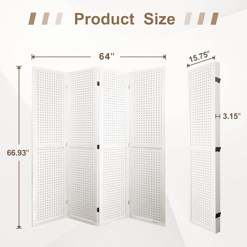 6 Panel Wooden Room Divider with Shelves P850285