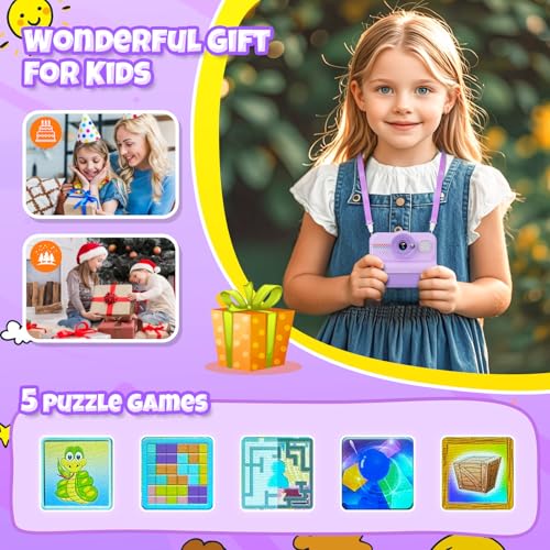 Kids Instant Print Camera 1080P HD with 3 Rolls Paper & 32GB Card U8422