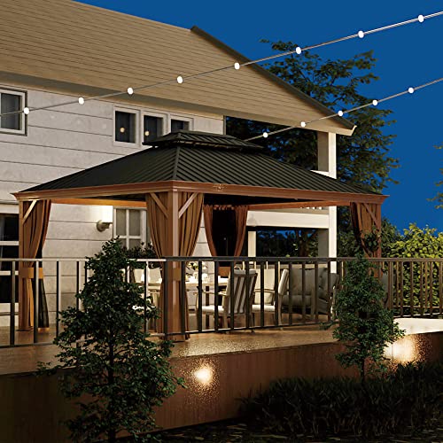 10 x 12 ft Hardtop Gazebo with Netting and Curtains for Patio, Deck, Backyard X60892