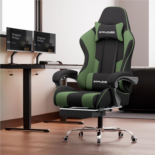Gaming Chair with Footrest and Lumbar Support, Height Adjustable, Blue Y9034