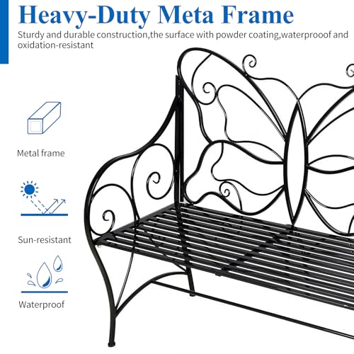 Outdoor Garden Bench Cast Iron with Armrests Y884