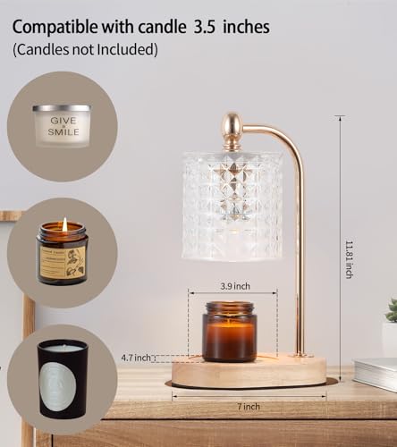 Candle Warmer Lamp with Timer and Dimmer, Electric Gold, 2 Bulbs O60740