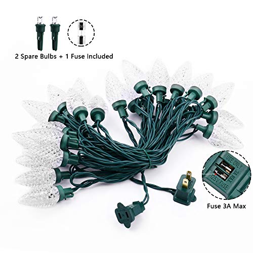 C9 Christmas Lights Cool White 16FT 25 LED Outdoor Connectable U834612