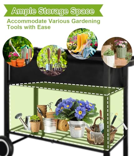 Raised Garden Bed with Legs on Wheels for Outdoor Plants J926