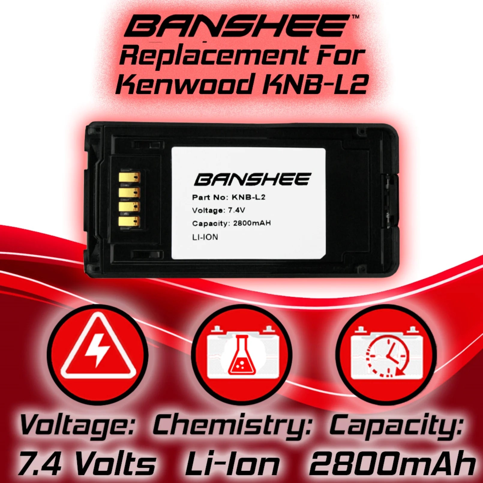 Replacement Battery for Kenwood Two-Way Radio Q25884