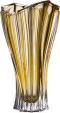 Bohemian Crystal Glass Vase 12''-H Light-Amber ''Plantica'' Vintage European Design Flower Vase Centerpiece Home Decor Birthday Wedding Housewarming Anniversaries