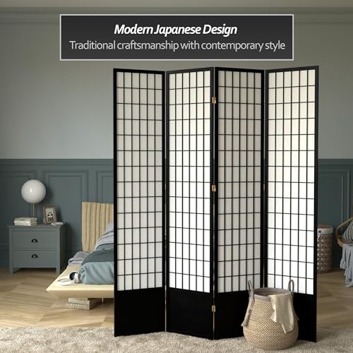 7 ft. Tall Window Pane Shoji Screen Room Divider, 3 Panels, White S15216