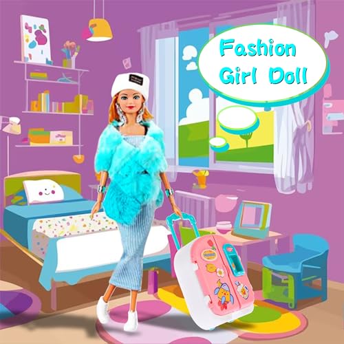 105 Pcs Doll and Closet Playset with Wardrobe and Accessories J440228