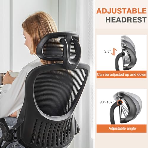 Ergonomic High-Back Mesh Rolling Desk Chair with Adjustable Headrest, Pink S9181