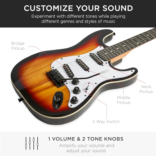 39in Full Size Beginner Electric Guitar Starter Kit with Case and Amp E13920