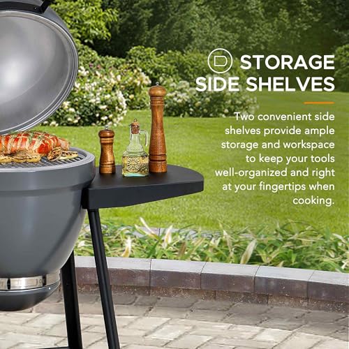 Charcoal Kamado Grill with Pizza Stone and Wheels Y970299