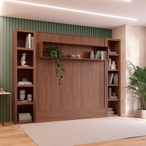 Queen Murphy Wall Bed with Two Bookshelves Z468