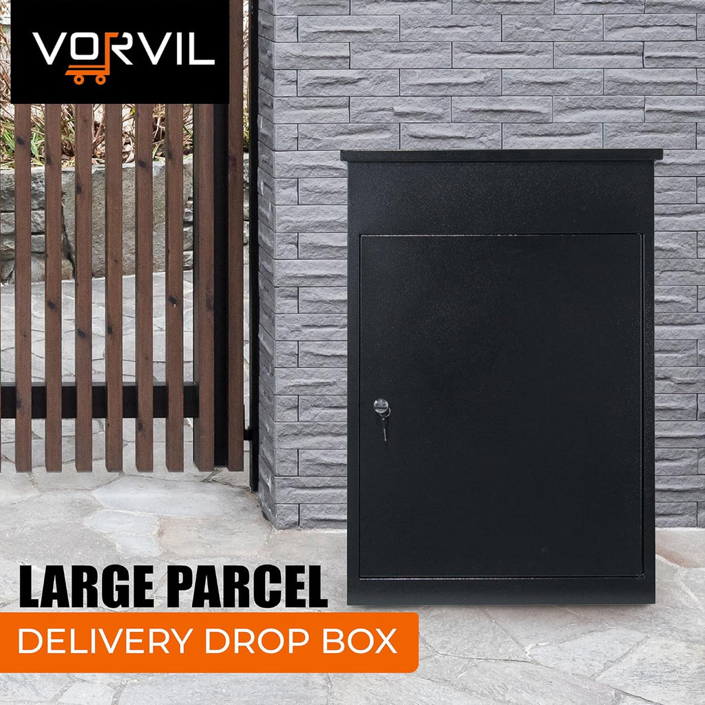 Wall Mounted Lockable Parcel Box for Porch Delivery, Extra Large, Black G63349