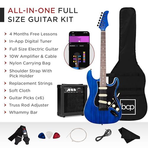 39in Full Size Beginner Electric Guitar Starter Kit with Case and Amp E13920