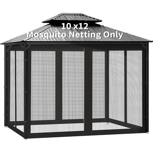 10x10 Gazebo Replacement Mosquito Netting with Zippers, 4-Panel Sidewall V44920