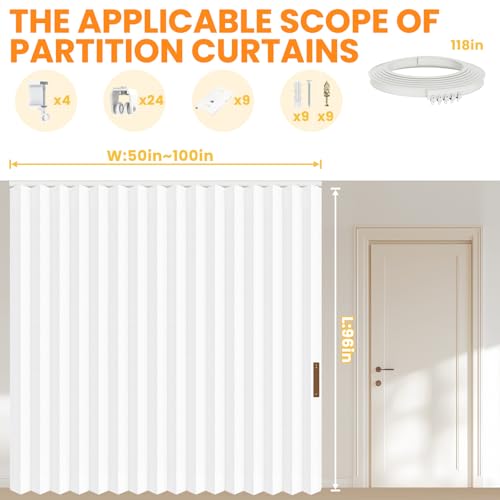 Blackout Accordion Room Divider Curtains with Ceiling Track for Bedroom Patio Sliding Door Q924855