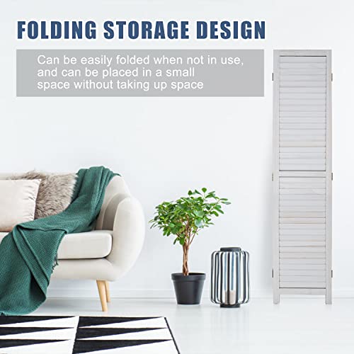 6 Panel Wood Room Divider Privacy Screen Freestanding White U13428