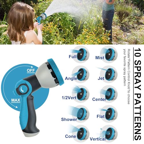 Expandable Garden Hose with Metal Fittings and 10-Function Nozzle T300884