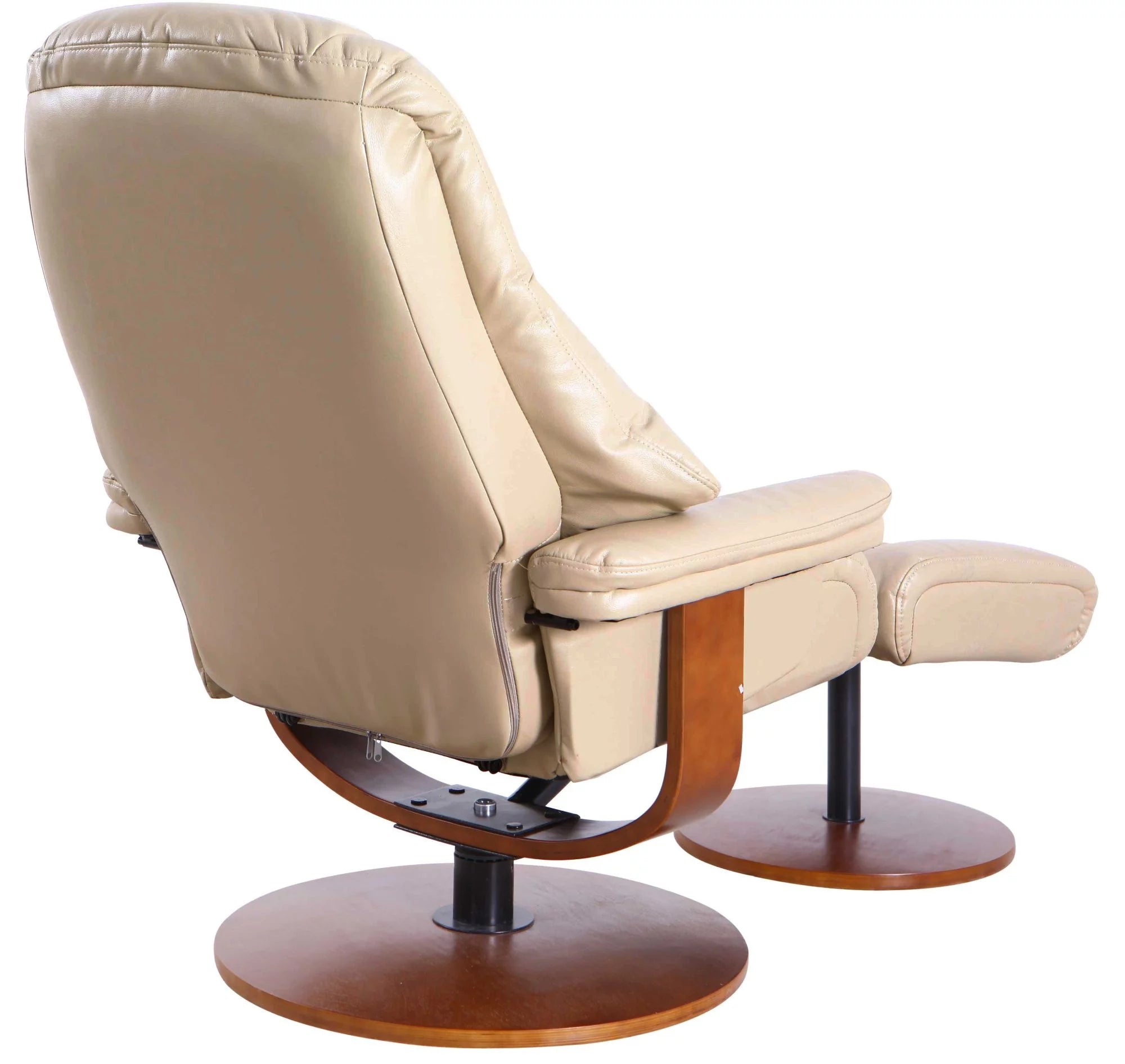 Beige and Brown Recliner Chair with Ottoman T14371