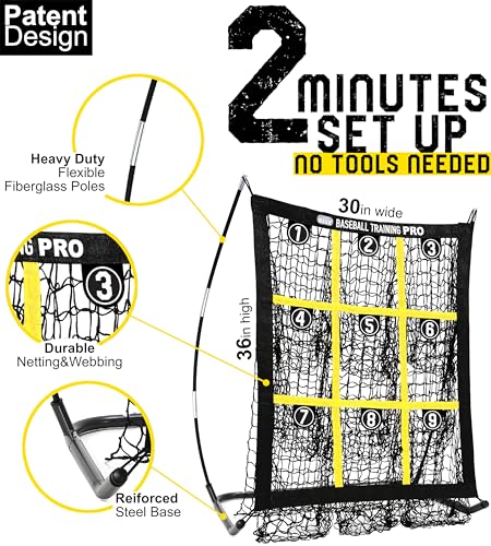 Baseball Softball Pitching Target Net with Strike Zone, Portable with Carry Bag C2748