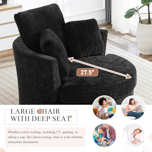 Round Swivel Barrel Chair with Ottoman for Living Room Bedroom G375183
