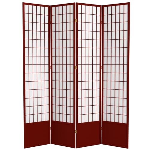7 ft. Tall Window Pane Shoji Screen Room Divider, 3 Panels, White S15216