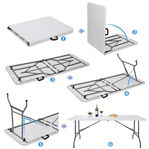 Portable 4 Foot Plastic Folding Table, Indoor Outdoor Heavy Duty, White Y15191