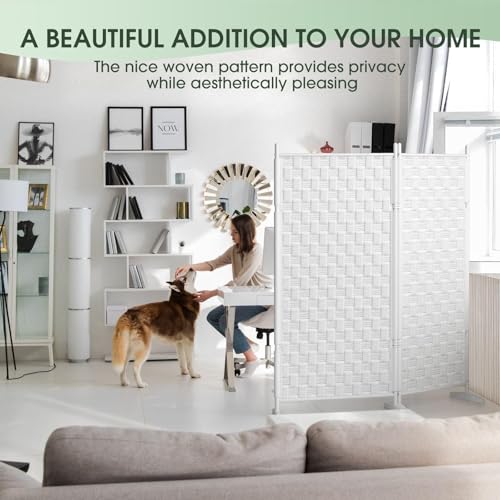 2 Panel Room Divider - White Folding Privacy Screen for Indoor Separation S4442