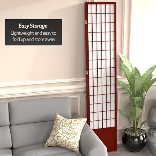 7 ft. Tall Window Pane Shoji Screen Room Divider, 3 Panels, White S15216