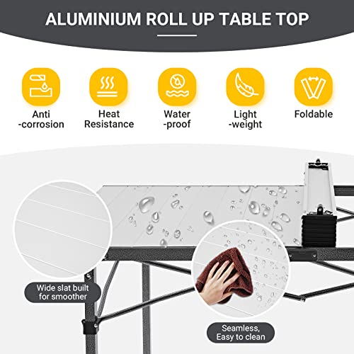 Folding Camping Table Aluminum Roll Up Portable Picnic Table Q486920
