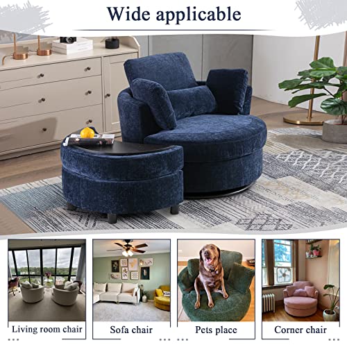 Round Swivel Barrel Chair with Ottoman for Living Room Bedroom G375183