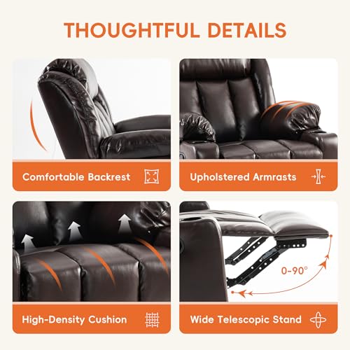 Swivel Recliner Chair with Massage and Heat, Fabric Upholstery, Lime Gray Y550941