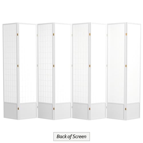 7 ft. Tall Window Pane Shoji Screen Room Divider, 3 Panels, White S15216