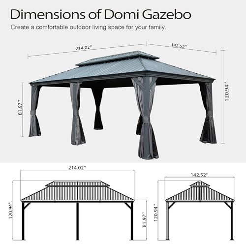 10 x 10 ft Hardtop Gazebo with Netting and Curtains, Galvanized Steel Roof for Patio K80436