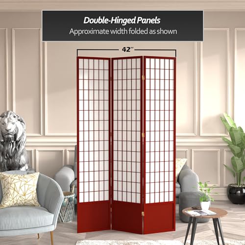 7 ft. Tall Window Pane Shoji Screen Room Divider, 3 Panels, White S15216