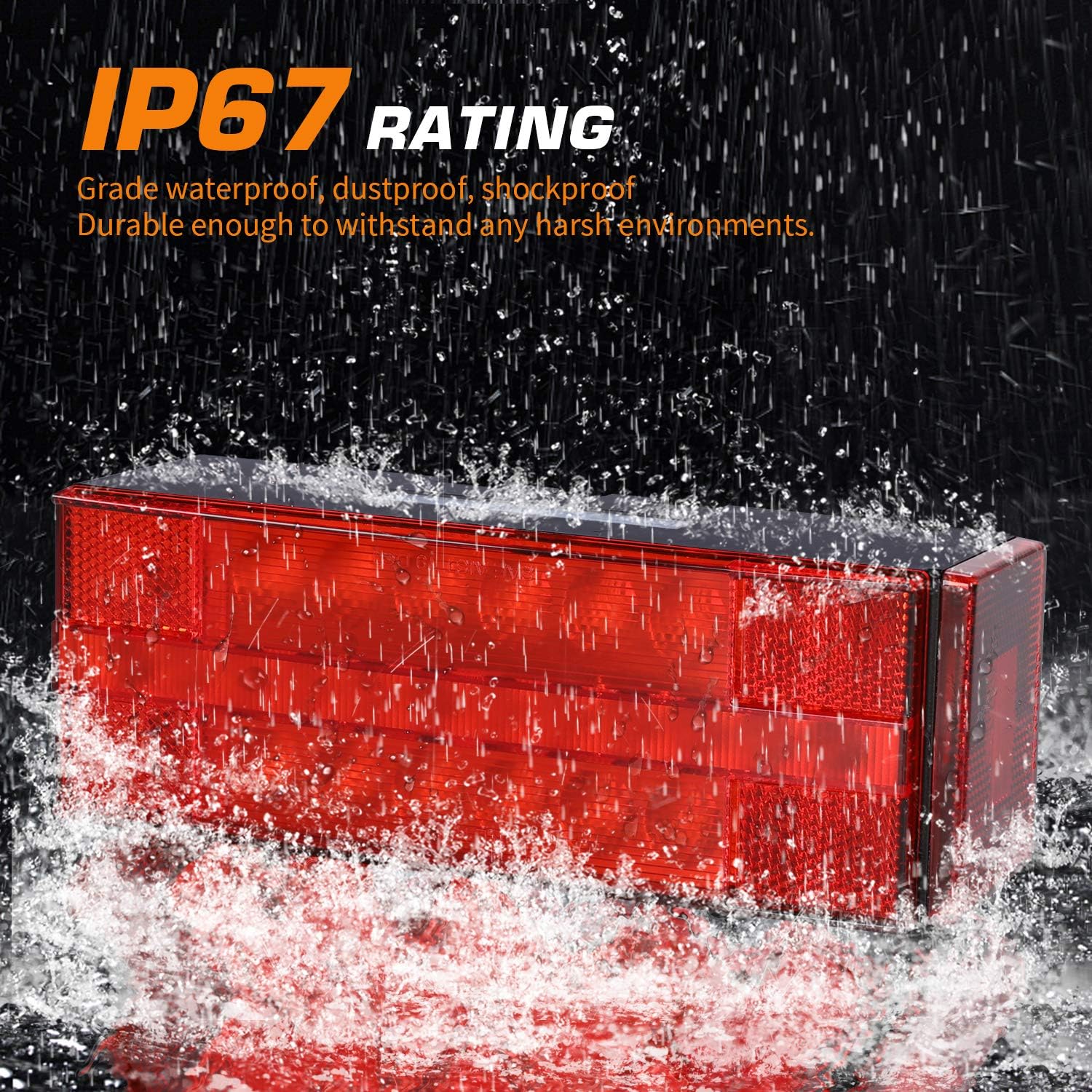 Submersible LED Trailer Light Kit, Waterproof Tail Lights with Turn and License Lights Q667