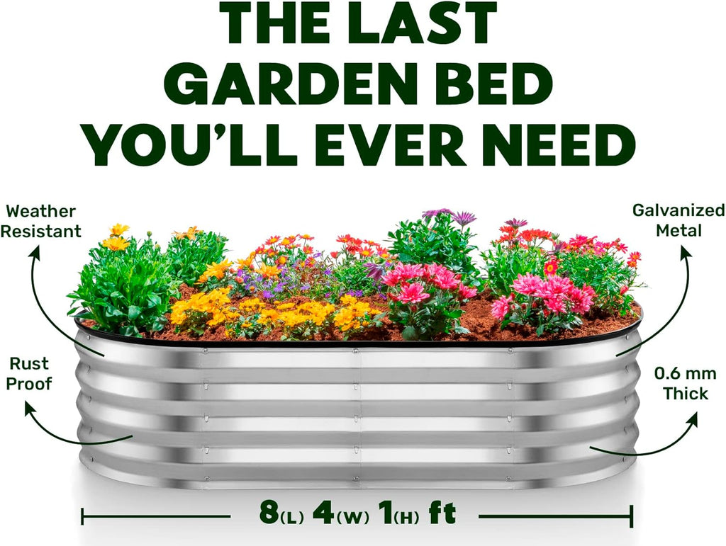 Galvanized Raised Garden Bed 8x4x1 ft for Vegetables and Flowers V592