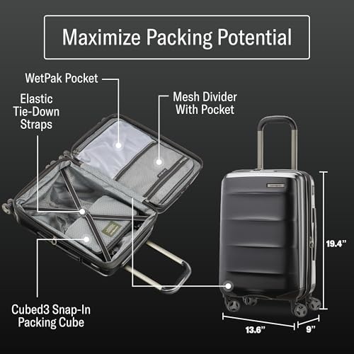 Carry-On Hardside Expandable 21-Inch Luggage with Spinner Wheels and TSA Lock C3671