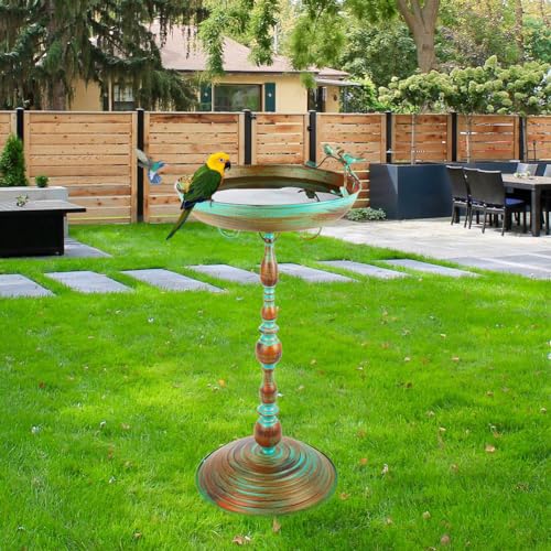 Vintage Metal Bird Bath Bowl with Butterfly Pattern for Garden B871